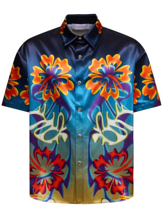 LuisaViaRoma BluemarbleCamicia Hibiscus in viscosa e cotone