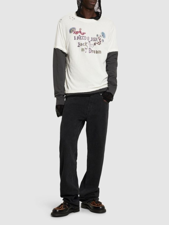 LuisaViaRoma BluemarbleJeans Bootcut In Denim Jacquard