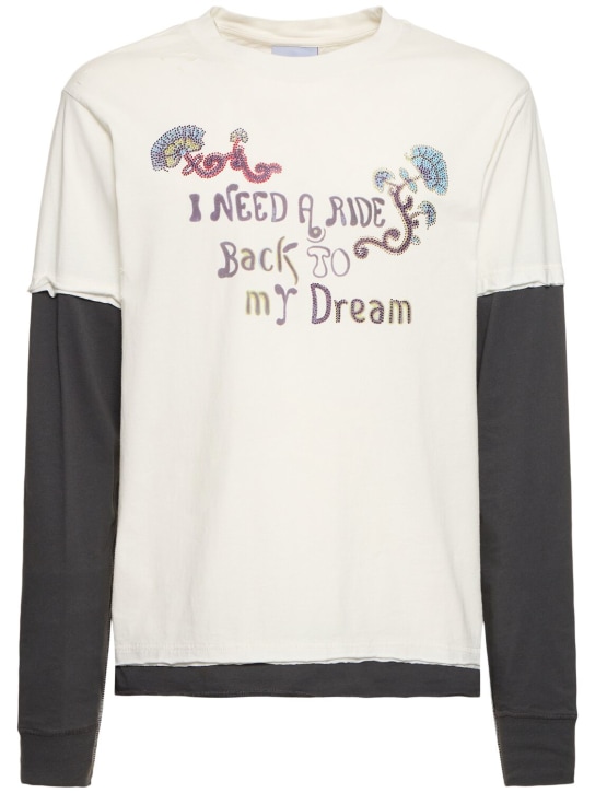 LuisaViaRoma BluemarbleT-shirt in jersey di cotone con stampa