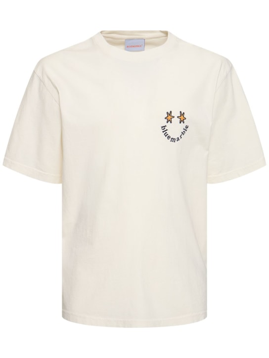 LuisaViaRoma BluemarbleT-shirt in jersey di cotone con stampa