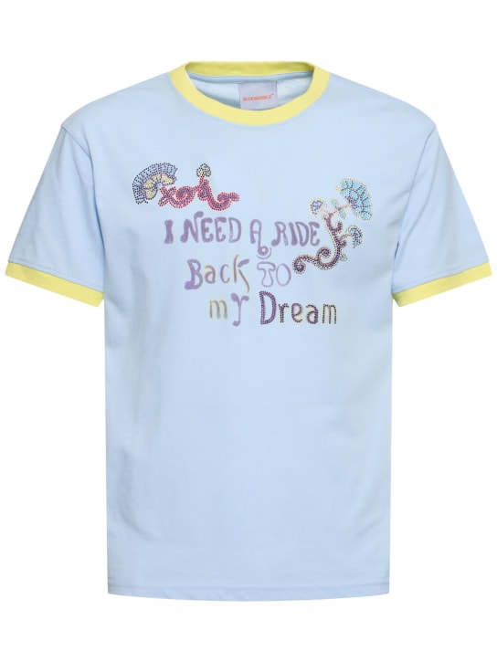 LuisaViaRoma BluemarbleT-shirt in jersey di misto cotone con stampa
