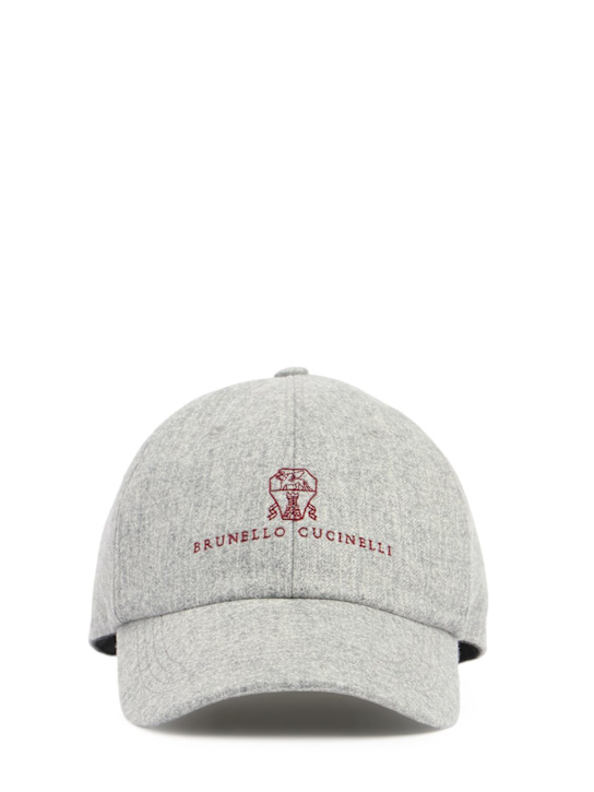 LuisaViaRoma Brunello CucinelliCappello baseball in flanella di lana con logo