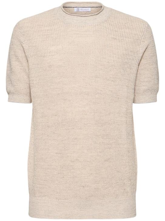 LuisaViaRoma Brunello CucinelliMaglia a maniche corte in cotone e lino