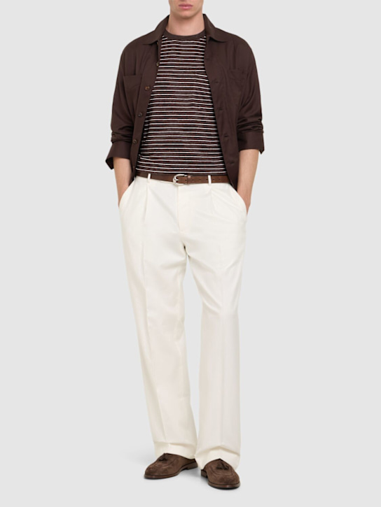 LuisaViaRoma Brunello CucinelliT-shirt In Lino A Righe