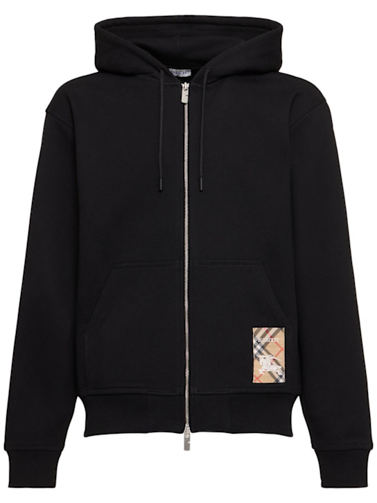 LuisaViaRoma BurberryFelpa Burberry Check con zip e cappuccio