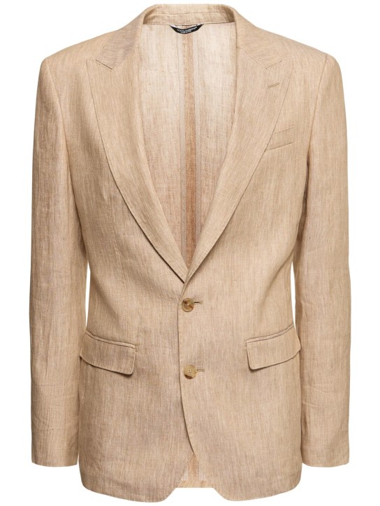 LuisaViaRoma Dolce&GabbanaBlazer monopetto in lino con revers a lancia