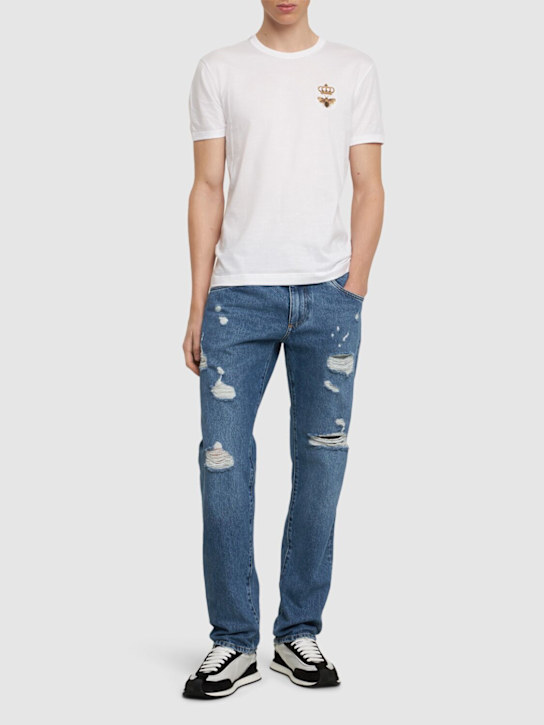 LuisaViaRoma Dolce&GabbanaT-shirt Bee And Crown In Cotone Ricamato