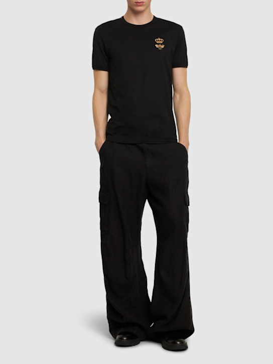 LuisaViaRoma Dolce&GabbanaT-shirt Bee And Crown In Cotone Ricamato