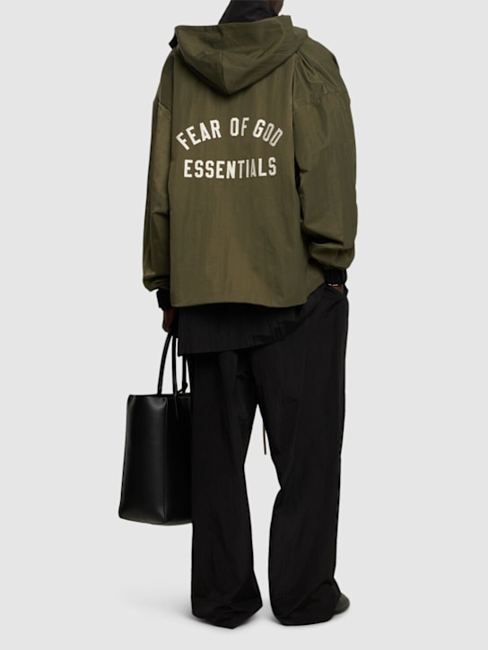 LuisaViaRoma Fear Of God ESSENTIALSFelpa In Nylon Testurizzato Con Zip E Cappuccio
