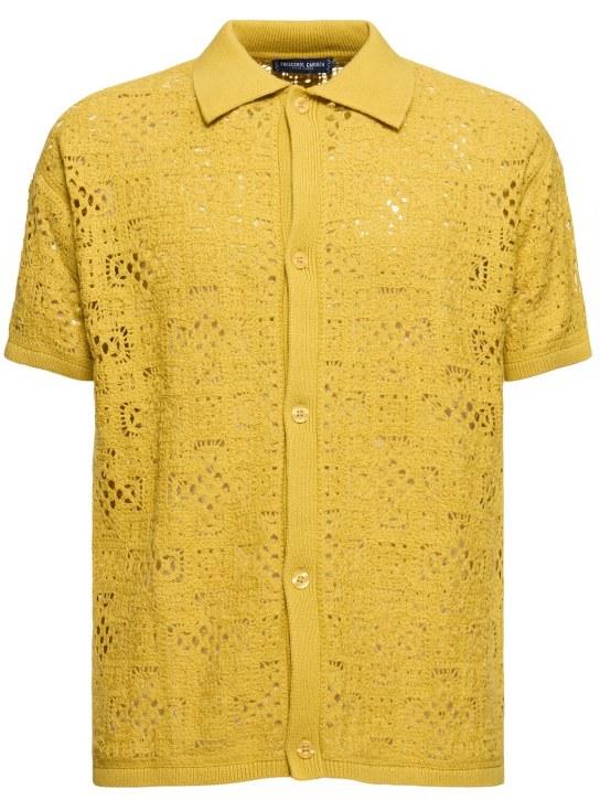 LuisaViaRoma Frescobol CariocaCamicia Raoul maniche corte in cotone crochet