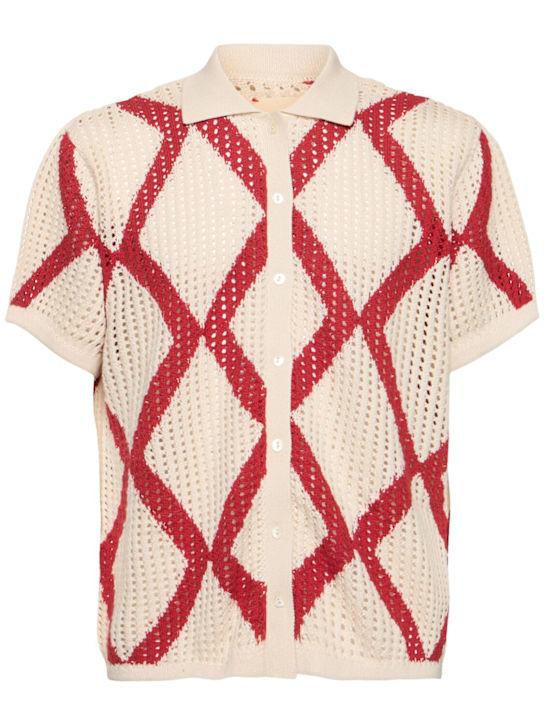 LuisaViaRoma HaragoCamicia Diamond manica corta in crochet