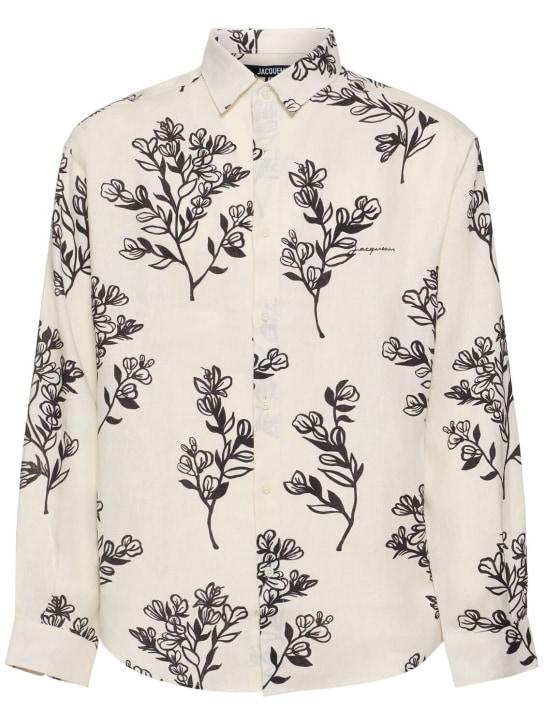 LuisaViaRoma JacquemusCamicia La Chemise Simon in lino stampato