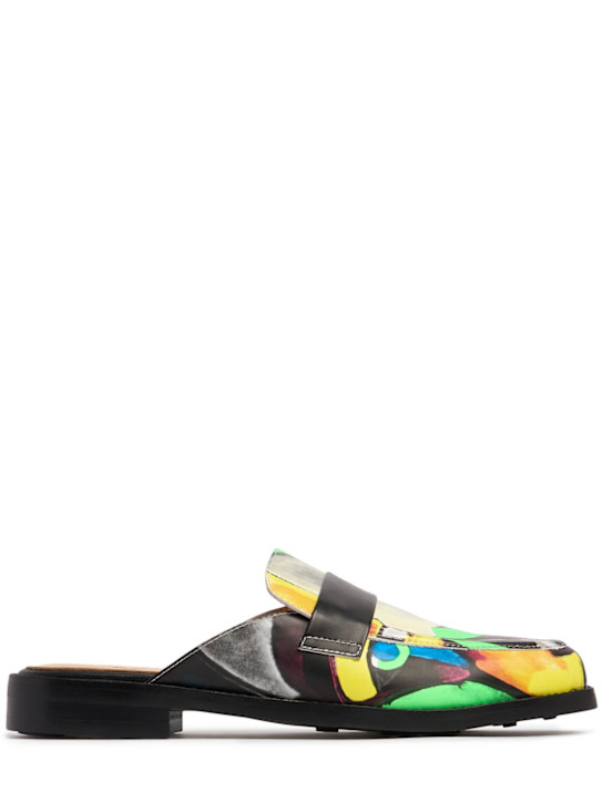 LuisaViaRoma KidSuper StudiosMules Bauhaus Face in pelle stampata