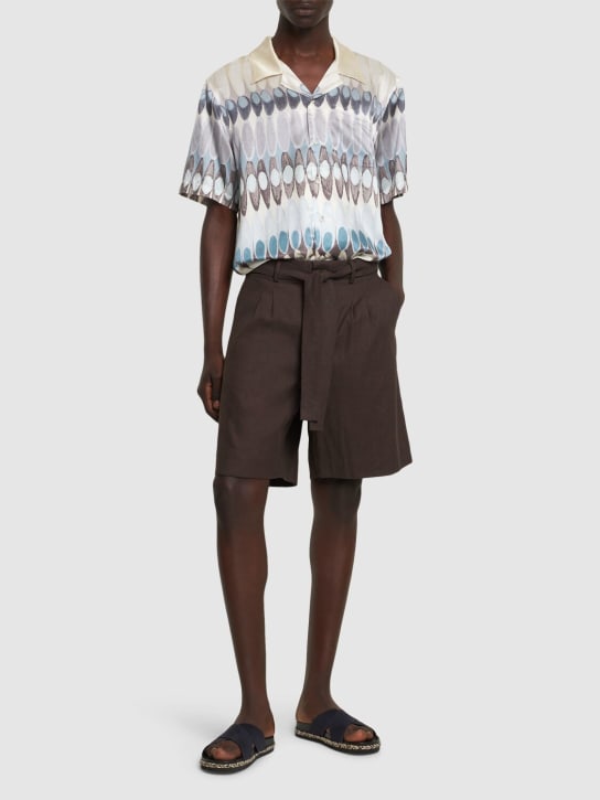 LuisaViaRoma CommasShorts Sartoriali In Misto Lino