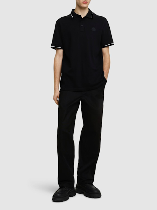 LuisaViaRoma MonclerLogo Patch Cotton Polo Shirt