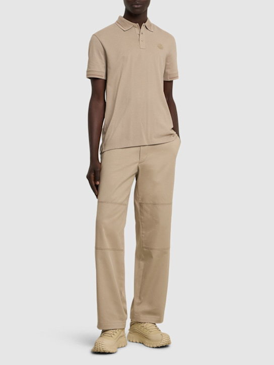 LuisaViaRoma MonclerLogo Patch Cotton Polo Shirt