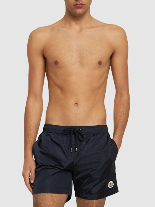 LuisaViaRoma MonclerLogo Patch Nylon Swim Shorts