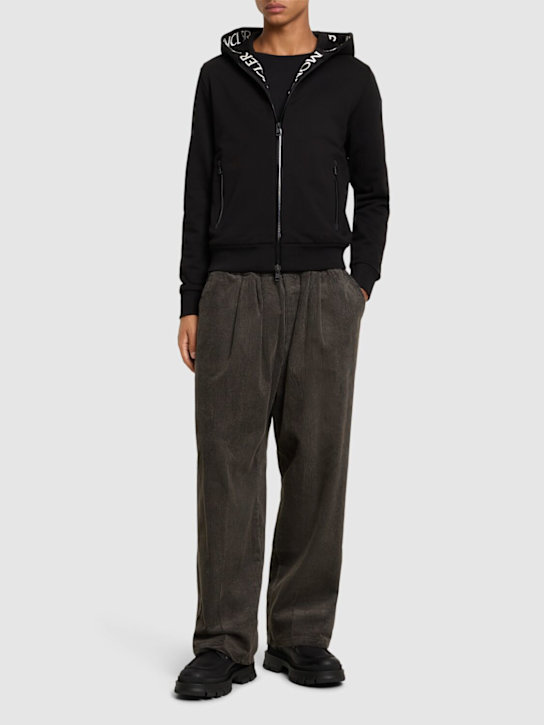 LuisaViaRoma MonclerLogo Zip-up Cotton Sweatshirt