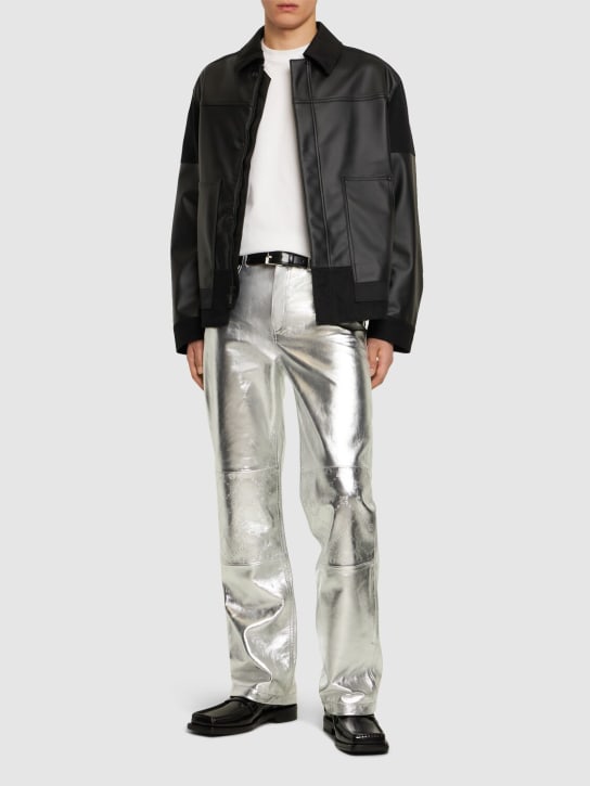 LuisaViaRoma Marine SerrePantaloni Larghi In Pelle Goffrata