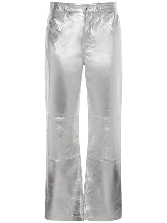 LuisaViaRoma Marine SerrePantaloni larghi in pelle goffrata