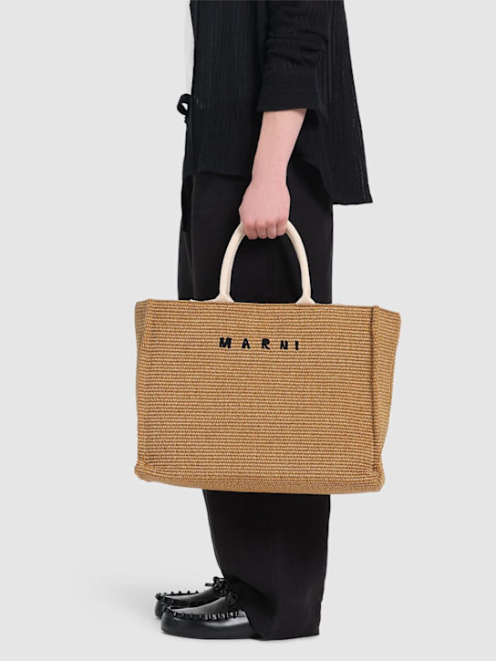 LuisaViaRoma MarniBorsa Shopping Media Effetto Rafia Con Logo