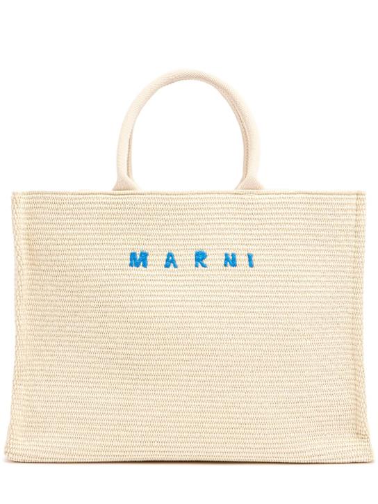 LuisaViaRoma MarniBorsa shopping media effetto rafia con logo