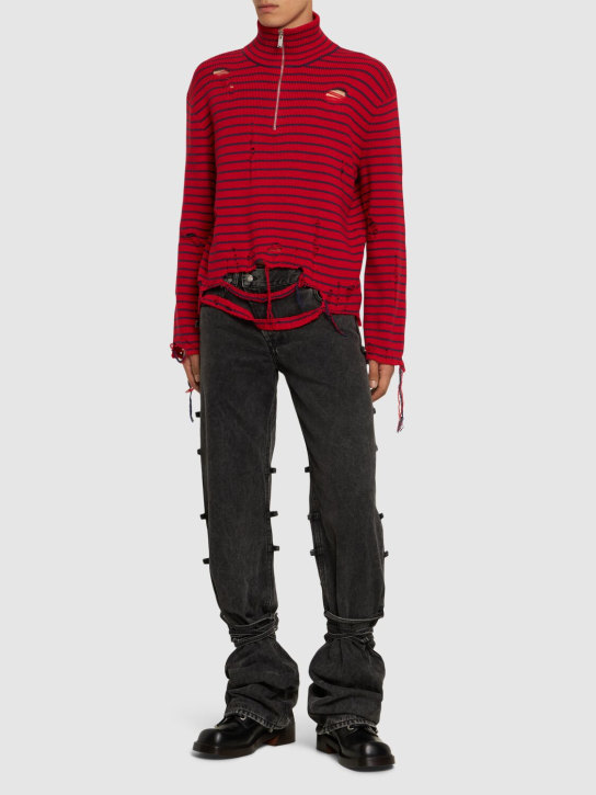 LuisaViaRoma McQueenMaglia Collo Alto In Lana Con Mezza Zip
