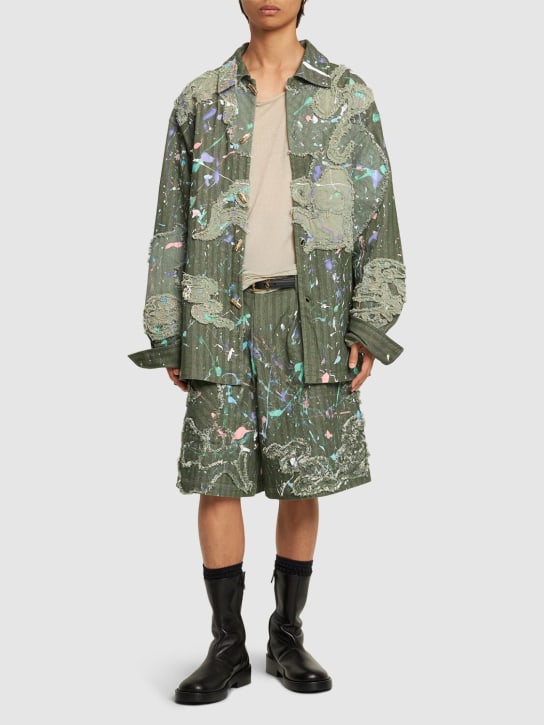 LuisaViaRoma MITHRIDATECamicia Graffiti In Denim Di Cotone Patchwork