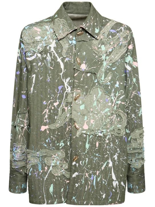 LuisaViaRoma MITHRIDATECamicia Graffiti in denim di cotone patchwork