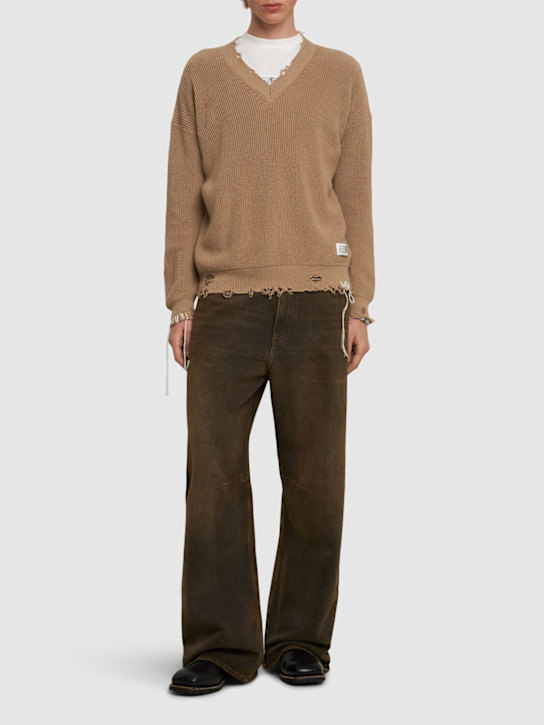 LuisaViaRoma MM6 Maison MargielaMaglia In Cotone Distressed / Scollo A V