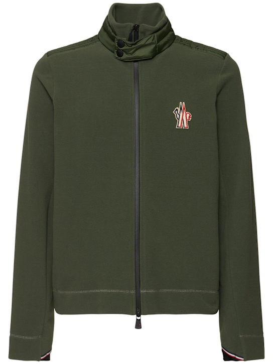 LuisaViaRoma Moncler GrenobleLogo stretch tech zip-up cardigan