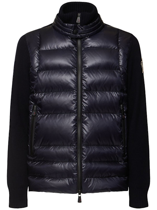 LuisaViaRoma Moncler GrenoblePiumino cardigan in lana e nylon con zip