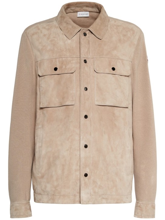 LuisaViaRoma MonclerGiacca cardigan in maglia di cotone e camoscio