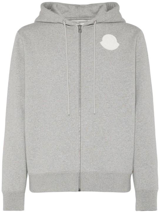 LuisaViaRoma MonclerLogo patch cotton zip-up hoodie