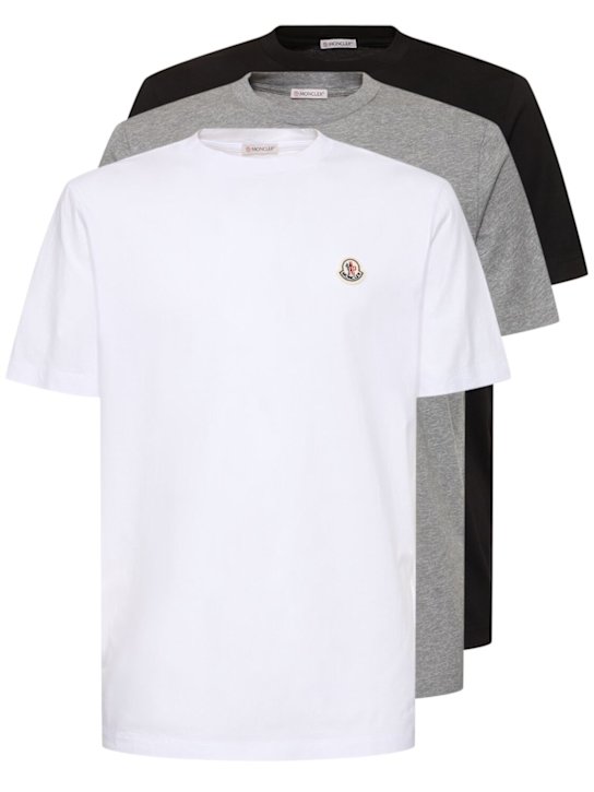 LuisaViaRoma MonclerPack of 3 logo patch cotton t-shirts