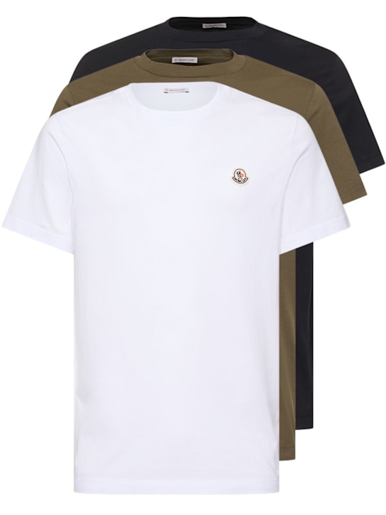 LuisaViaRoma MonclerPack of 3 logo patch cotton t-shirts