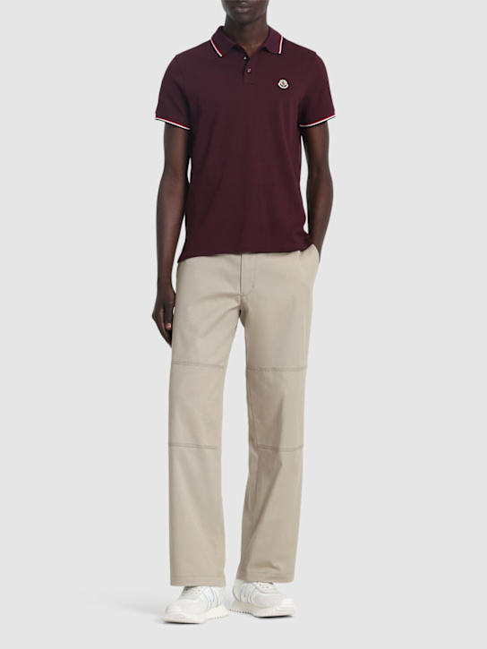 LuisaViaRoma MonclerTricolour-trimmed Cotton Piquet Polo