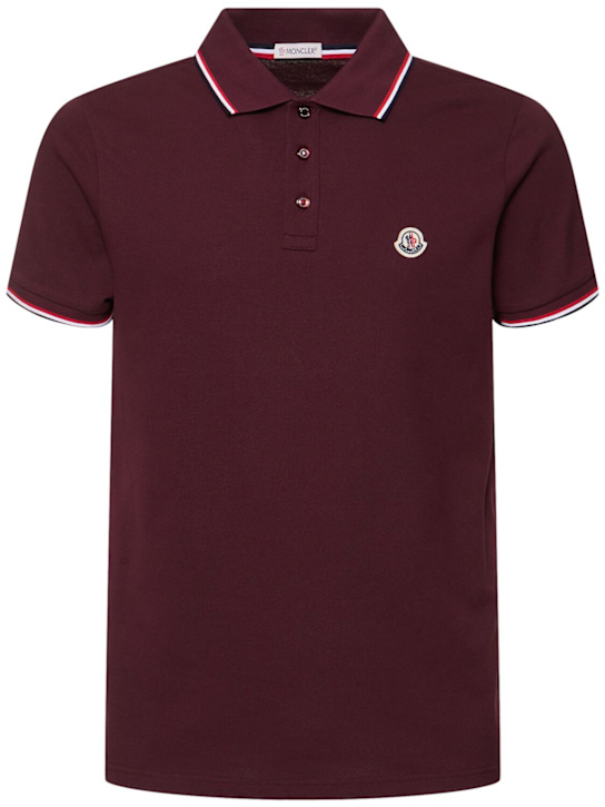 LuisaViaRoma MonclerTricolour-trimmed cotton piquet polo