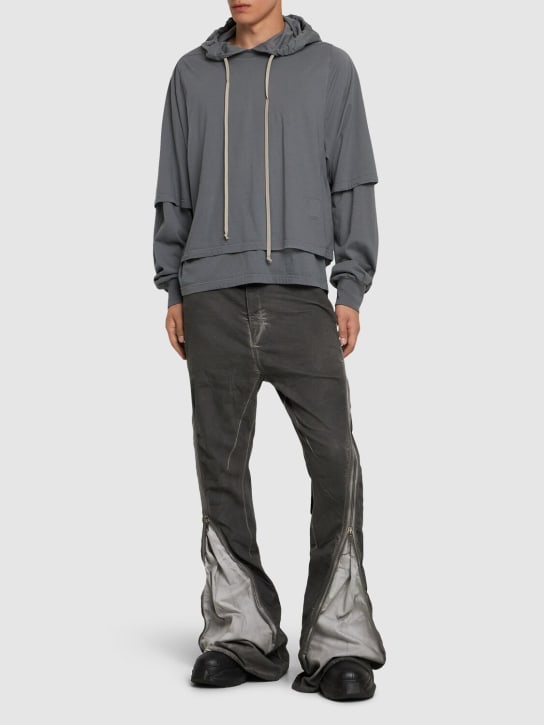 LuisaViaRoma Rick Owens DRKSHDWT-shirt Hustler In Jersey Di Cotone Con Cappuccio