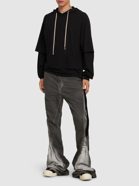LuisaViaRoma Rick Owens DRKSHDWT-shirt Hustler In Jersey Di Cotone Con Cappuccio