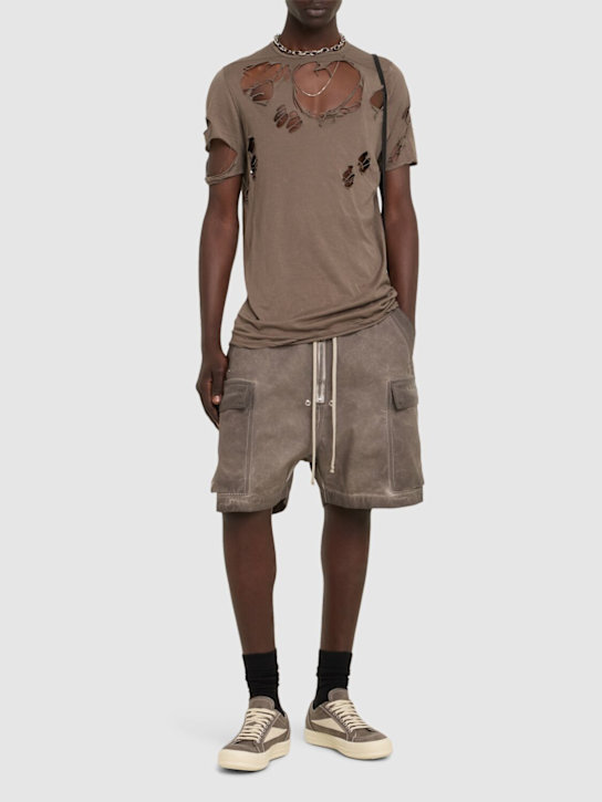 LuisaViaRoma Rick Owens DRKSHDWT-shirt Level T Effetto Distressed