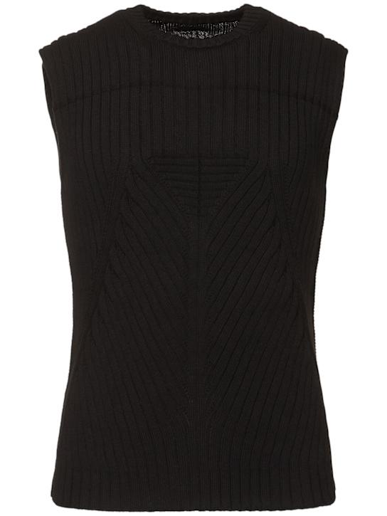 LuisaViaRoma Rick OwensSmanicato in maglia di cotone a costine