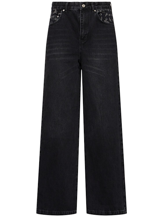 LuisaViaRoma Rough.Jeans Olive a gamba larga in denim