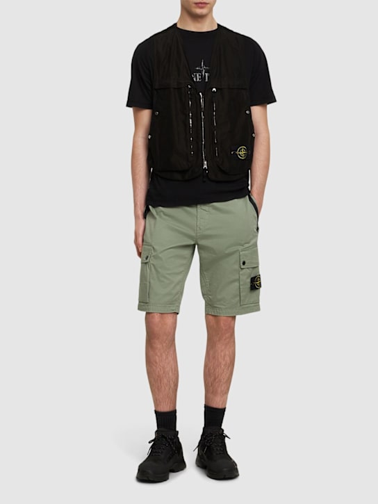 LuisaViaRoma Stone IslandStretch Cotton Logo Patch Shorts