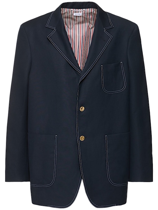 LuisaViaRoma Thom BrowneBlazer monopetto in cotone e lino