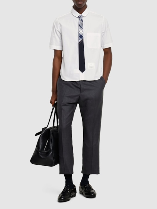 LuisaViaRoma Thom BrowneCamicia Dritta In Cotone Con Colletto Tondo