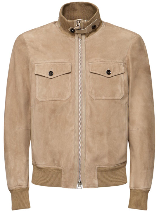 LuisaViaRoma Tom FordBomber in camoscio con tasche sul petto