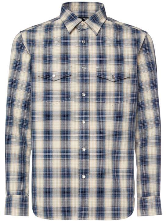 LuisaViaRoma Tom FordCamicia military in misto cotone a quadri