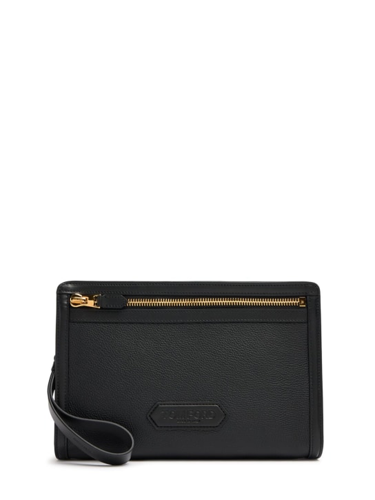 LuisaViaRoma Tom FordPochette Buckley Line in pelle martellata