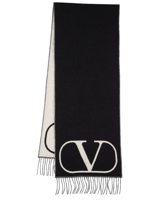 LuisaViaRoma Valentino GaravaniSciarpa in lana e cashmere con logo a intarsio